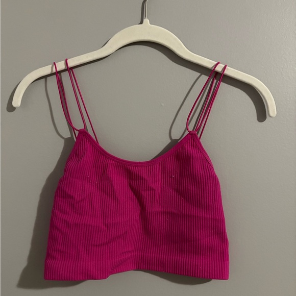 Pink Ribbed Crop Top - Picture 2 of 2